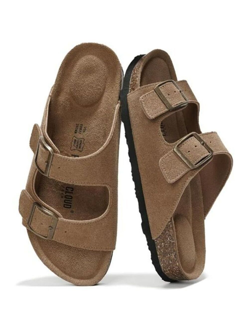 Womens Leather Flat Sandals Open Toe Slides Arch Support Summer Beach Shoes
